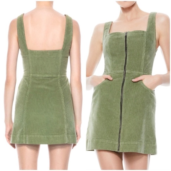 Alice + Olivia Renita Zip-Front Mini Dress Sage